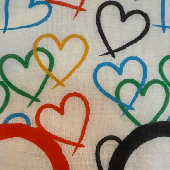 Team Canada Olympic Heart Scarf NWT – Hudson’s Bay Cotton Silk 20.5” square - Picture 11 of 11